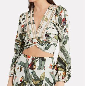 PATBO Tropical Cropped Wrap Top